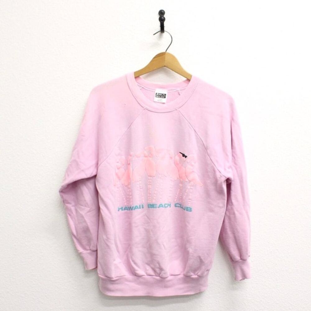 Vintage Hawaii Beach Club Flamingos Sweatshirt XL
